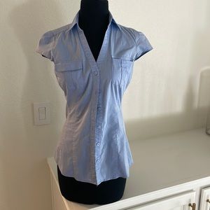 New York and Company button down blue blouse Sz XS